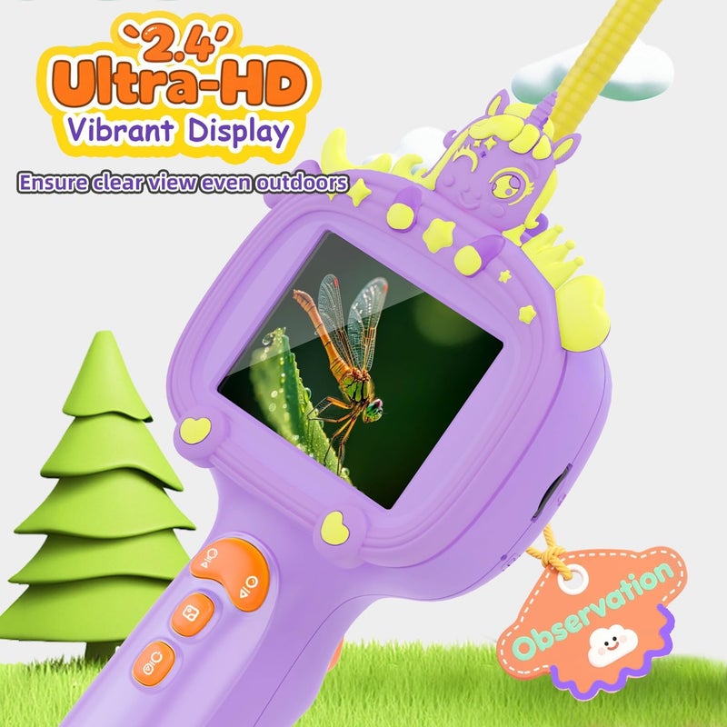 duskeep Store Borescope Snake Camera Endoscope with Light & Flexible Tube for Kids - Educational STEM Science Toy for Boys & Girls Ages 3-10, Birthday for Nature Exploration - Purple - Image 3